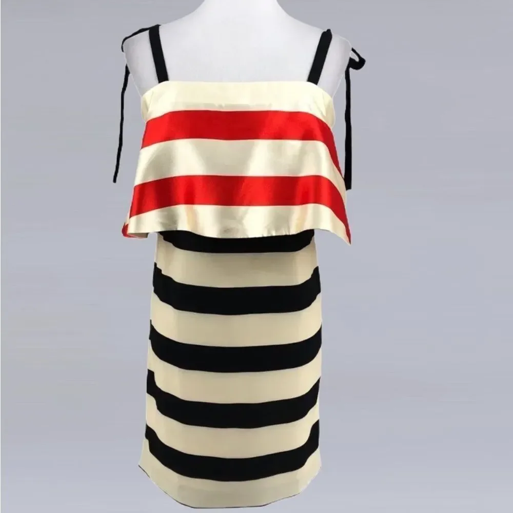 ANTHROPOLOGIE x Mare Dress Tie Shoulder Striped Dress Size LP • NEW WITH TAGS